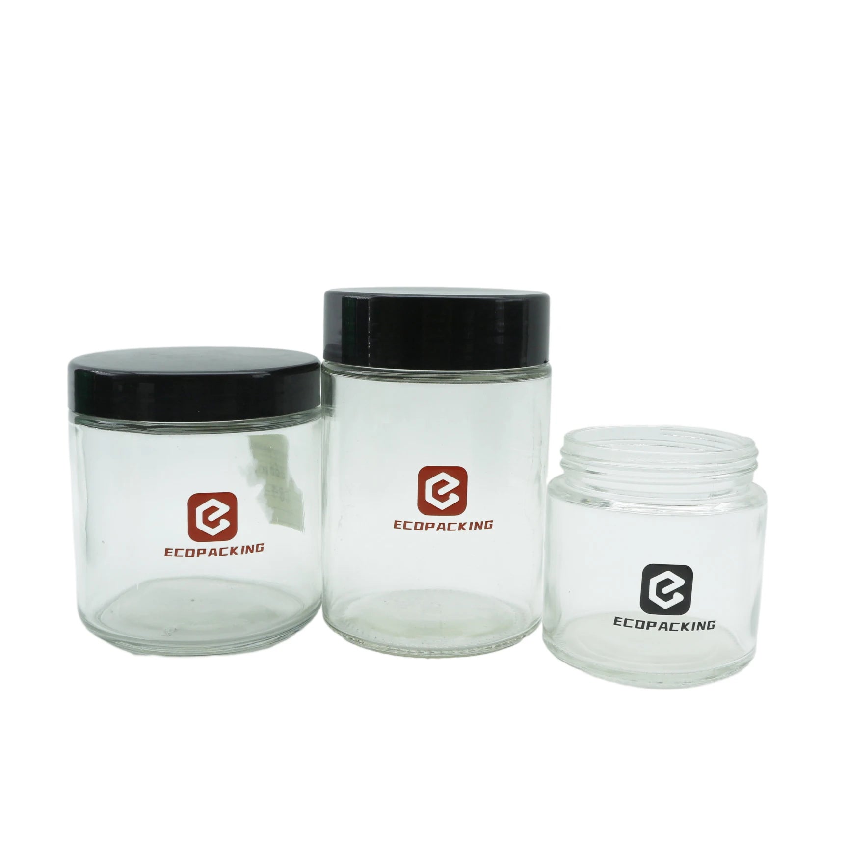 100g 180g 200g 250g 300g 400g 500g Clear Glass Jar Candle Jar with Black Lid for Cosmetic Skin Care Wigs - 图片 2