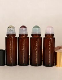 50ml Empty Glass Bottle Clear Amber Essential Oil Bottle Rose Quartz Gemstone Roller Ball Bottle