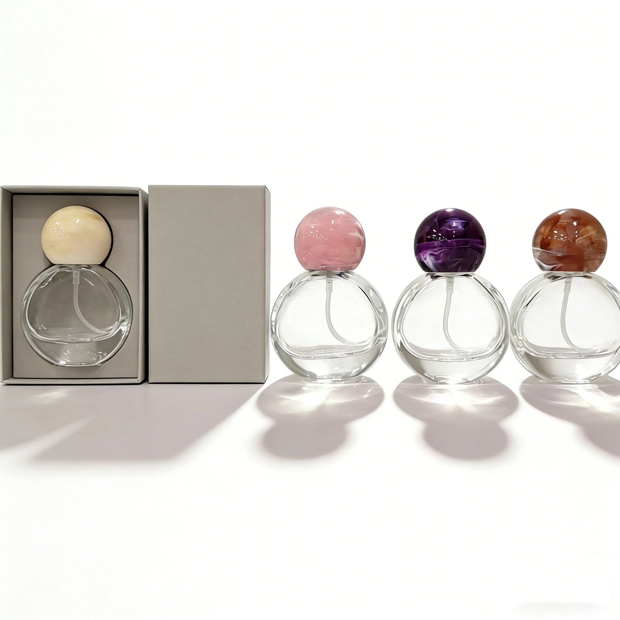 High Quality Transparent Empty Portable Perfume Atomizer 25ml Oval Shape Perfume Glass Bottles with Ball Cap