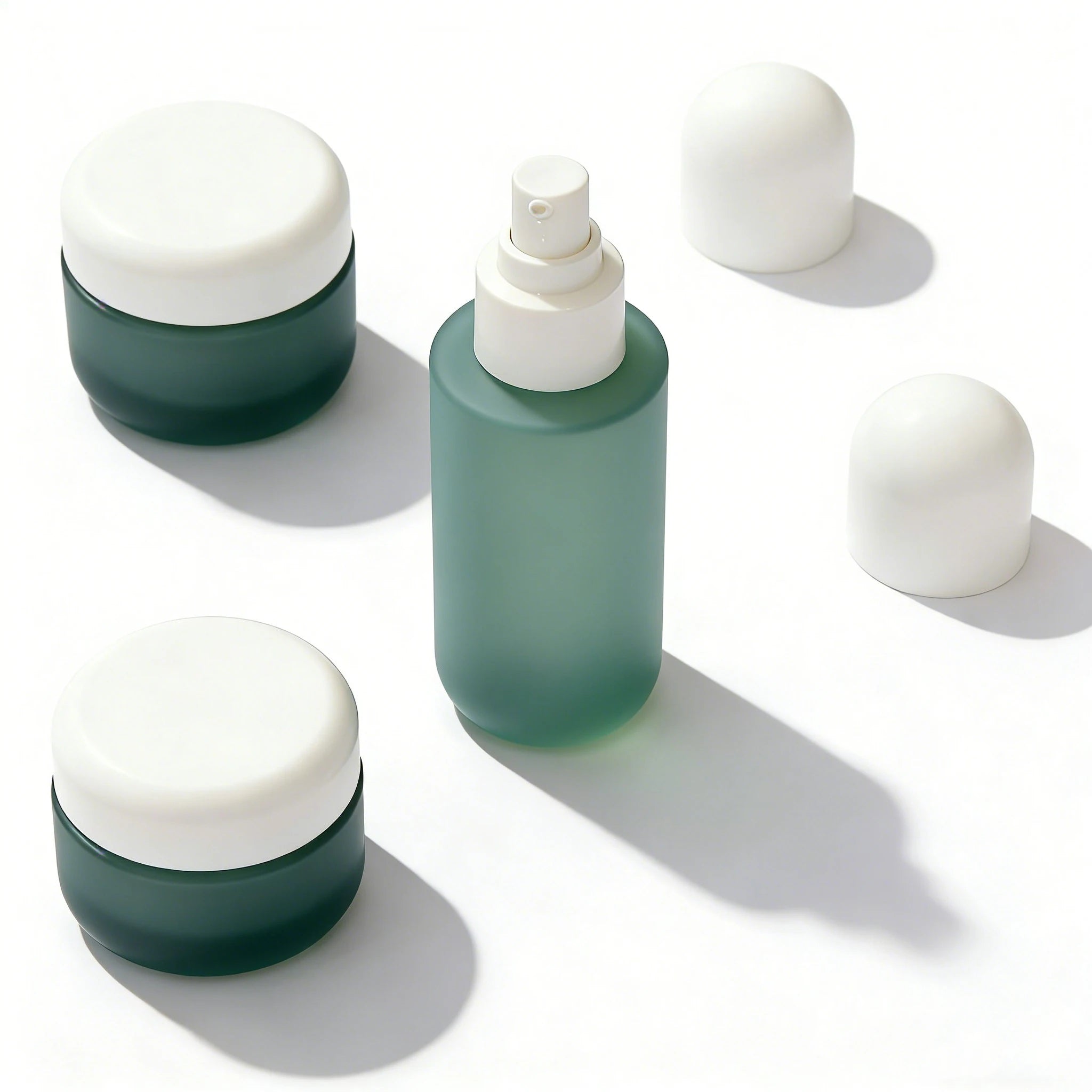 Custom Cream Jar Glass Lotion Pump Bottle 30ml 50ml 100ml 120ml 30g 50g Cosmetic Packaging Glass Set for Face Cream