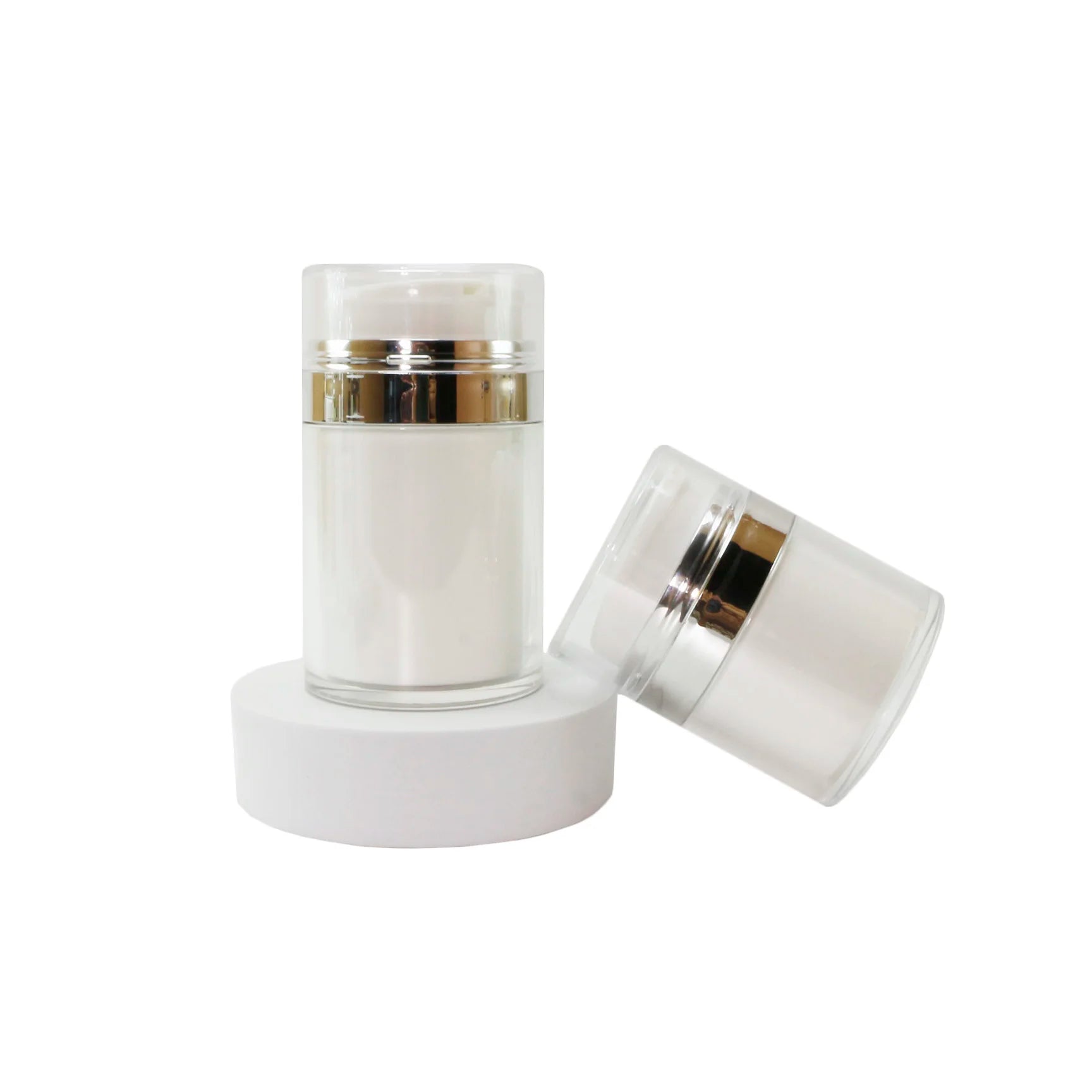 Custom Empty 15ml 30ml 50ml 100ml Press Airless Cosmetic Facial Packaging Plastic Airless Pump Cream Jar - 图片 6