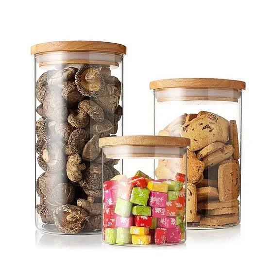 High Quality Low Price Borosilicate Glass Storage Jar Heat Resistant Bamboo Lid Glass Jar - 图片 3