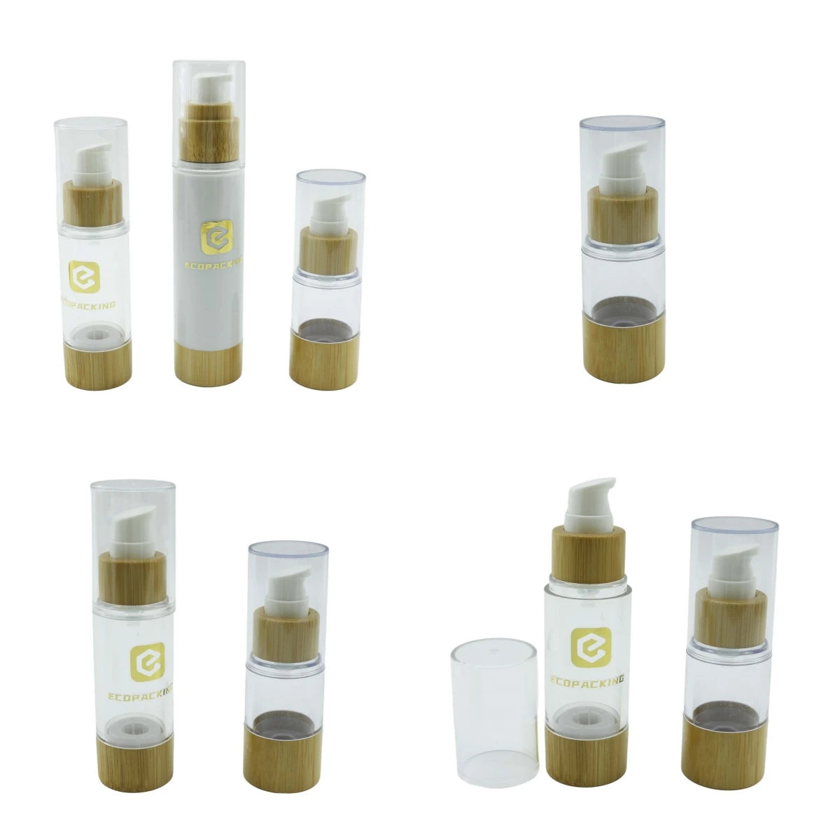 15ml 30ml 50ml 100ml 120ml Bamboo Jar Airless Pump with for Cap Custom Print for Shampoo/Skin Care Serum/Lotion Cream