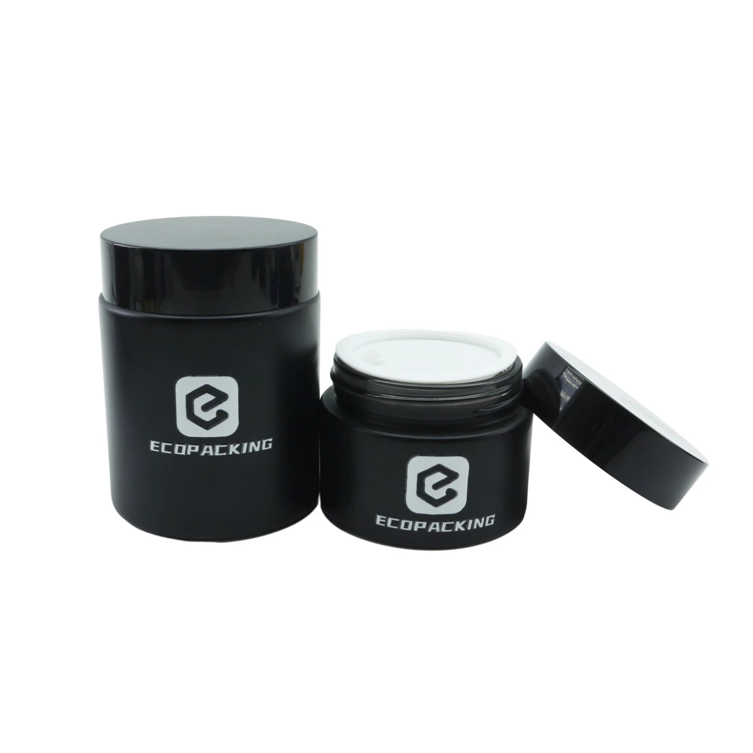 Eco Friendly Matte Frosted Black Glass Jar Cosmetic Cream Jar 30ml 50ml with Lids - 图片 2