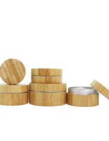Empty Face Cream Wax Bamboo Cosmetic Aluminum Tin Wooden & Bamboo Jars With Aluminum Inner Packaging N888