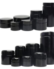 In Stock Black Glass Jar 5g 15g 30g 50g 100g 200g 250g 500g 1000g UV Dark Violet Glass Jar Smell Proof Refillable Cream Jar