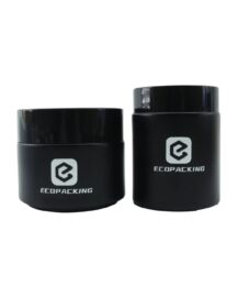 Custom 2oz 3oz 4oz 5oz Matte Black Glass Jar Flower Packaging Glass Jar with Black Plastic Screw Lid