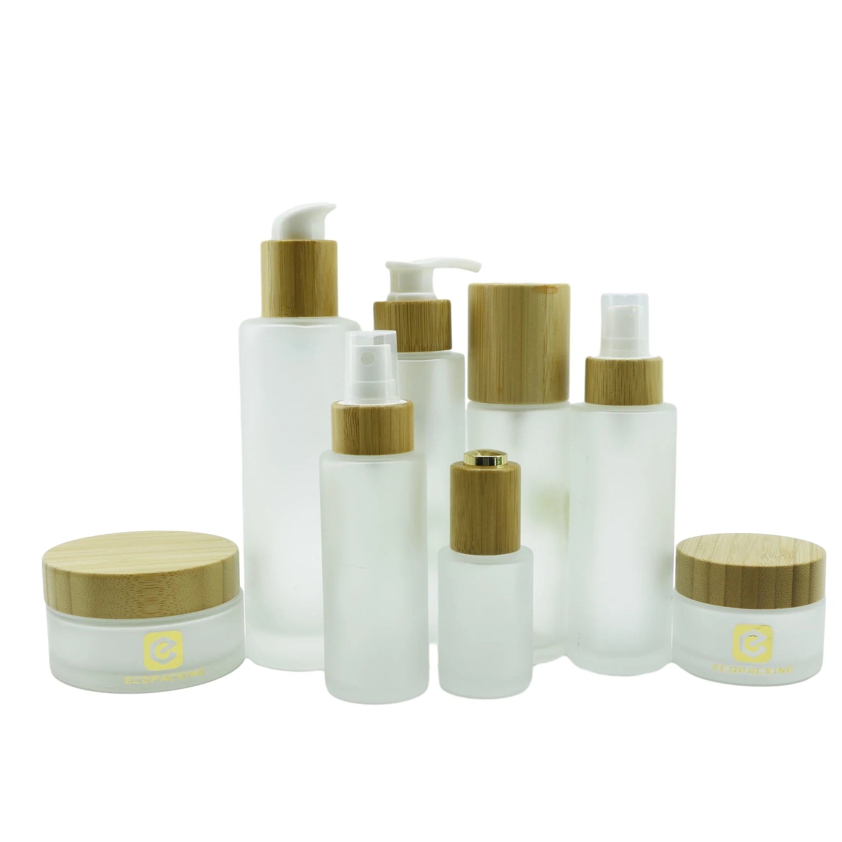 Bamboo Cosmetic Packaging Bottle Set Glass Lotion Shampoo Pump Spray Essential Oil Dropper Bottle and Glass Jar for Cream F888 - 图片 4