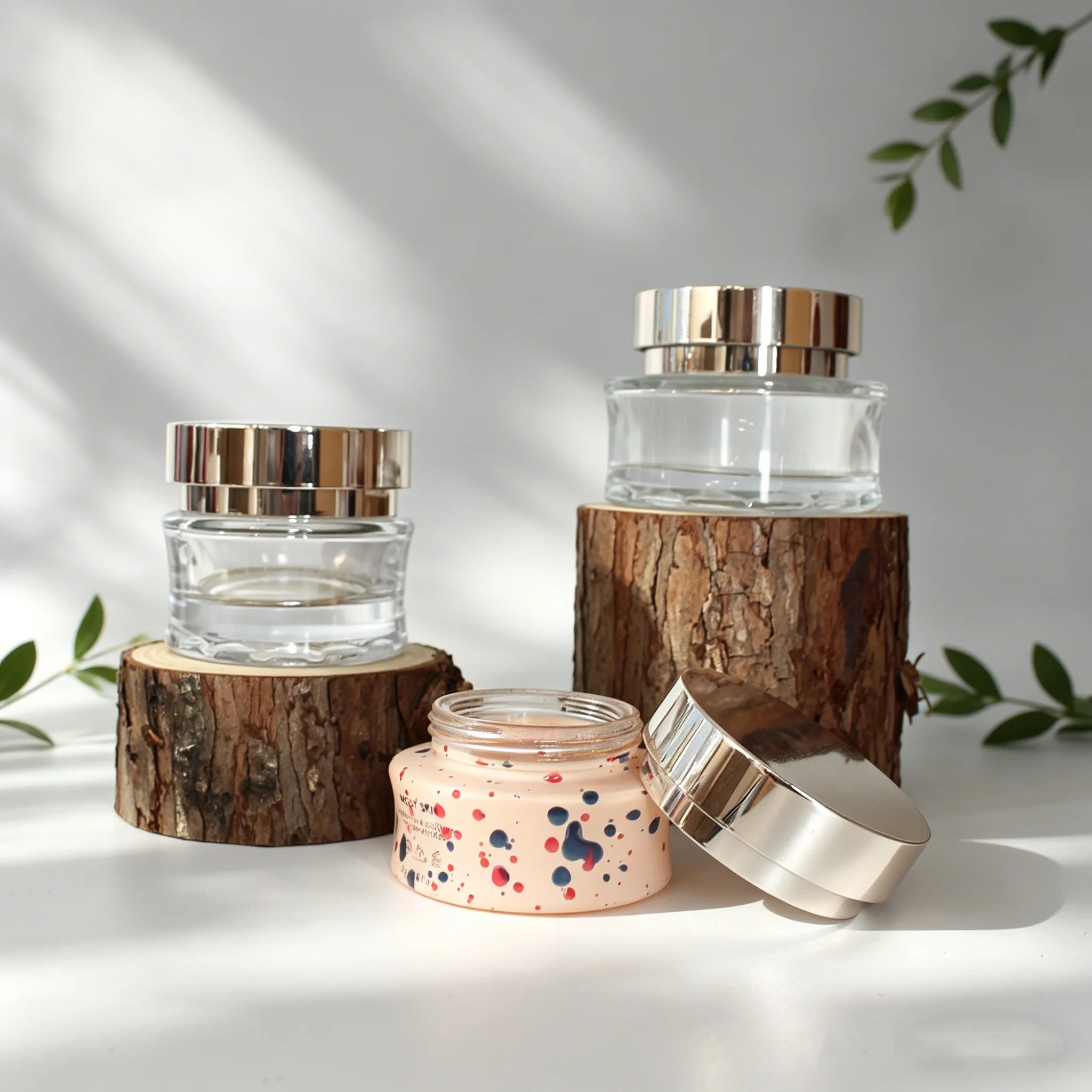 Luxury Curved Glass Bottle & Jar Set, Gold Cap Thick Base 30/50/100/120ml Skincare Packaging Wholesale - 图片 6