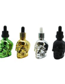 Matte Black Electroplate Gold Sliver Green Rose Gold Skull Glass Bottle for Beard Oil Package With Rubber Dropper