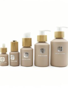Slanted Shoulder Glass Cosmetic Bottle 120ml with Lotion Pump for Mascara Fitness & Hanging Use