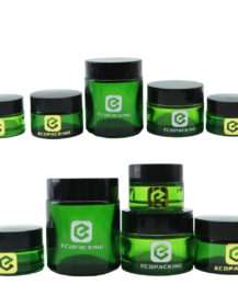 Eco Green Glass Round Cream Jar with Screw Cap for Skincare Mascara & Eye Drops-20g/30g/50g Empty Jars