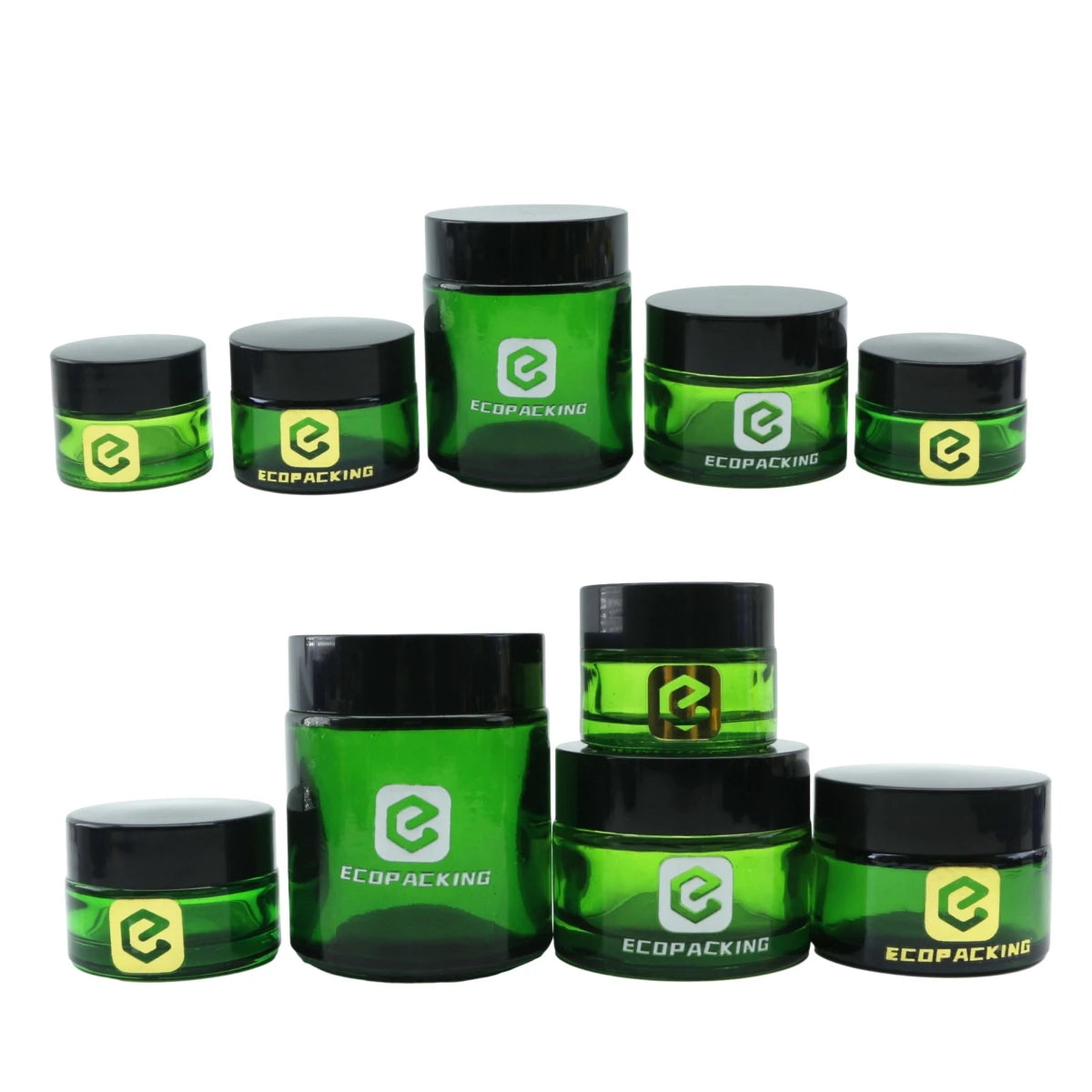 Eco Green Glass Round Cream Jar with Screw Cap for Skincare Mascara & Eye Drops-20g/30g/50g Empty Jars