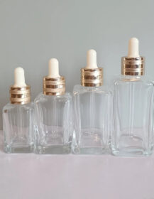 Hot Sale square 30ml 50ml 75ml 100ml Transparent Hair Oil Glass Dropper Bottle Cosmetic Serum Bottles for Essential Oil Perfume