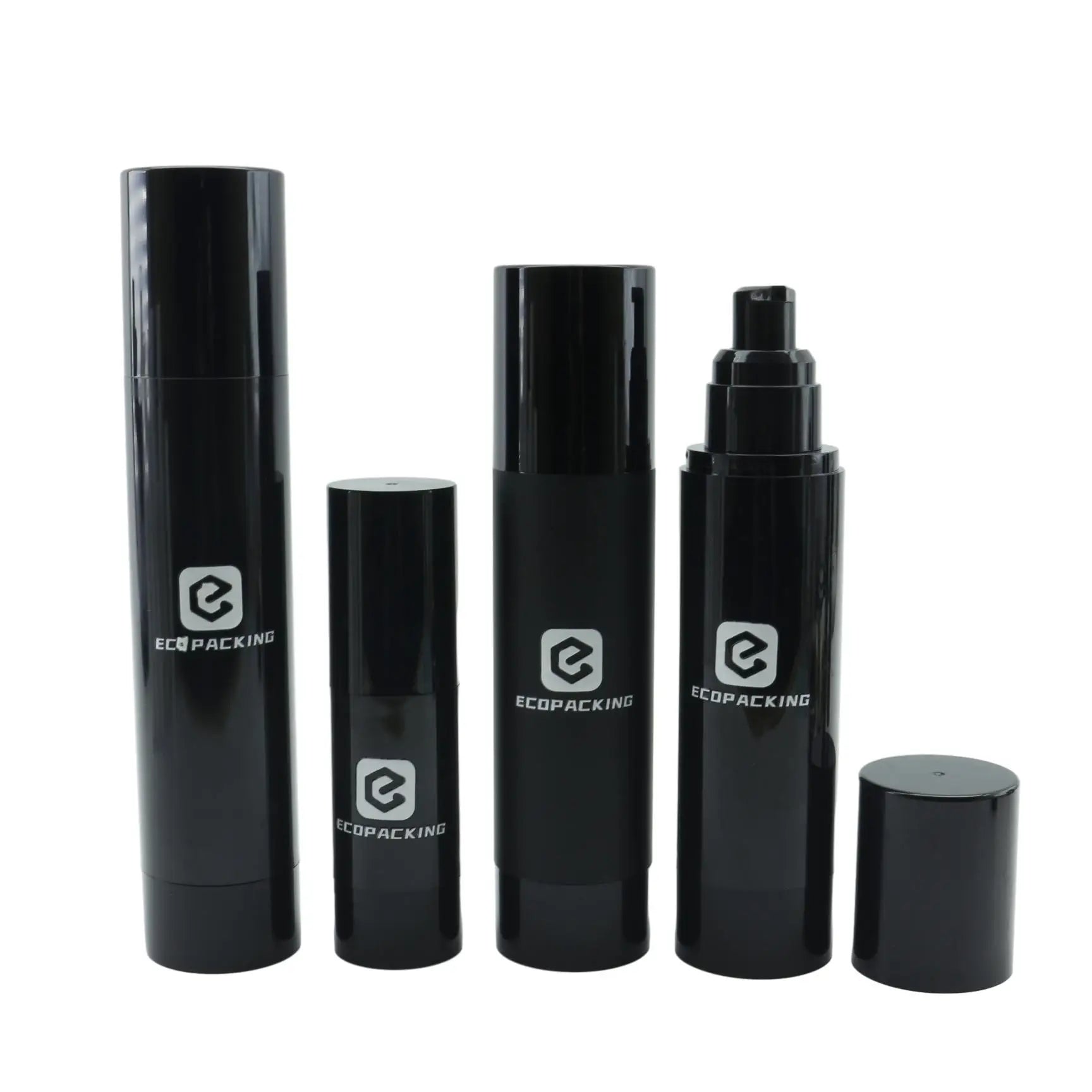 15ml 30ml 50ml Black Cosmetic Lotion Refillable Airless Pump Bottle Luxury Plastic Black Airless Pump Bottle - 图片 6