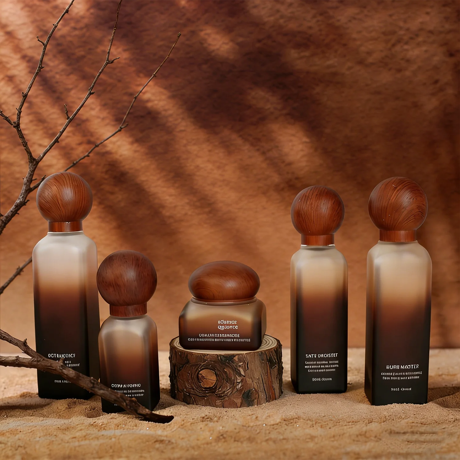 Square Frosted Lotion Bottles 30ml 50ml 100ml 120ml Square Refillable Bottle Wood Lid 50g Glass Cosmetic Cream Jars