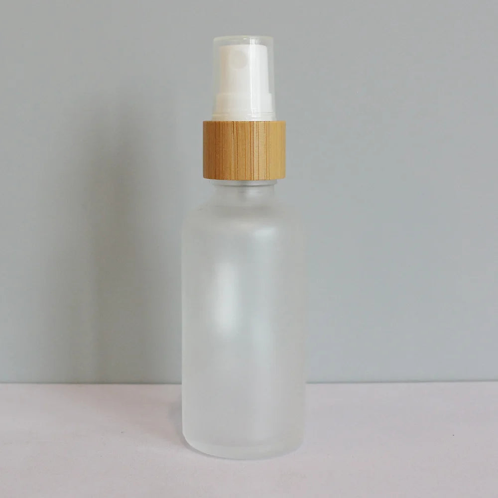 1 oz 2 oz 4 oz Round Transparent clear Frosted Cosmetic Essential Oil Dropper Glass Serum Bottle with Bamboo Pump Dropper Spray - 图片 6