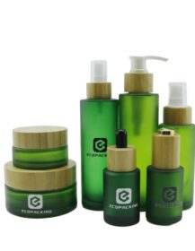 Luxury Cosmetic Packaging Frosted Matte Green 30 ml 60 ml 20ml Essential Oil Dropper Bottle Glass Face Serum Packaging Bottle