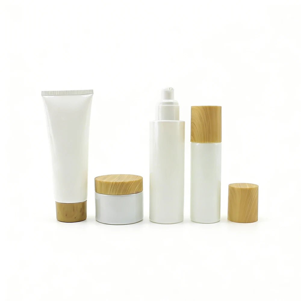Skincare Packaging Set 20ml 30ml 60ml 100ml 120ml Essential Oil Lotion Bottle 20g 30g 50g Pearl White Glass Cream Jar - 图片 6