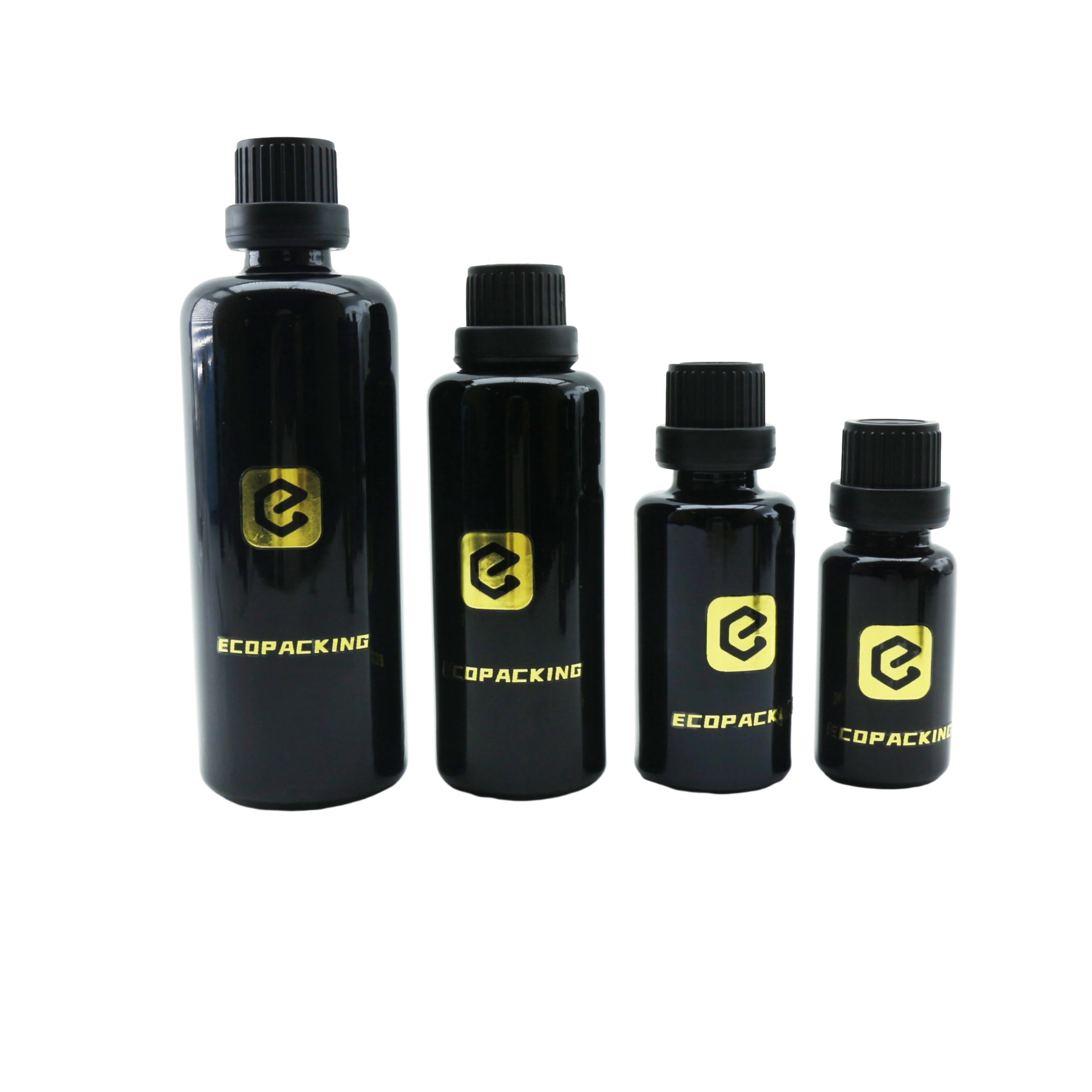 5ml 10ml 15ml 30ml 50ml 100ml 200ml Lotion Pump Cosmetic Glass Bottle Dark Violet Uv Black with Pump Dropper Spray for Oil - 图片 4