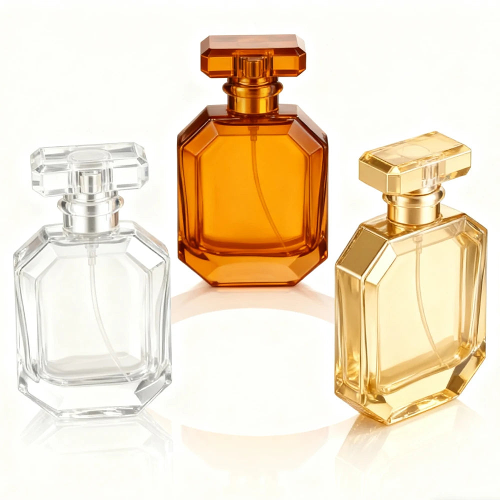 Luxury 50ml Glass Perfume Bottle with Round Shape Pump and Spray Sealing Cosmetic Mascara & Blush Carton 8888J - 图片 3