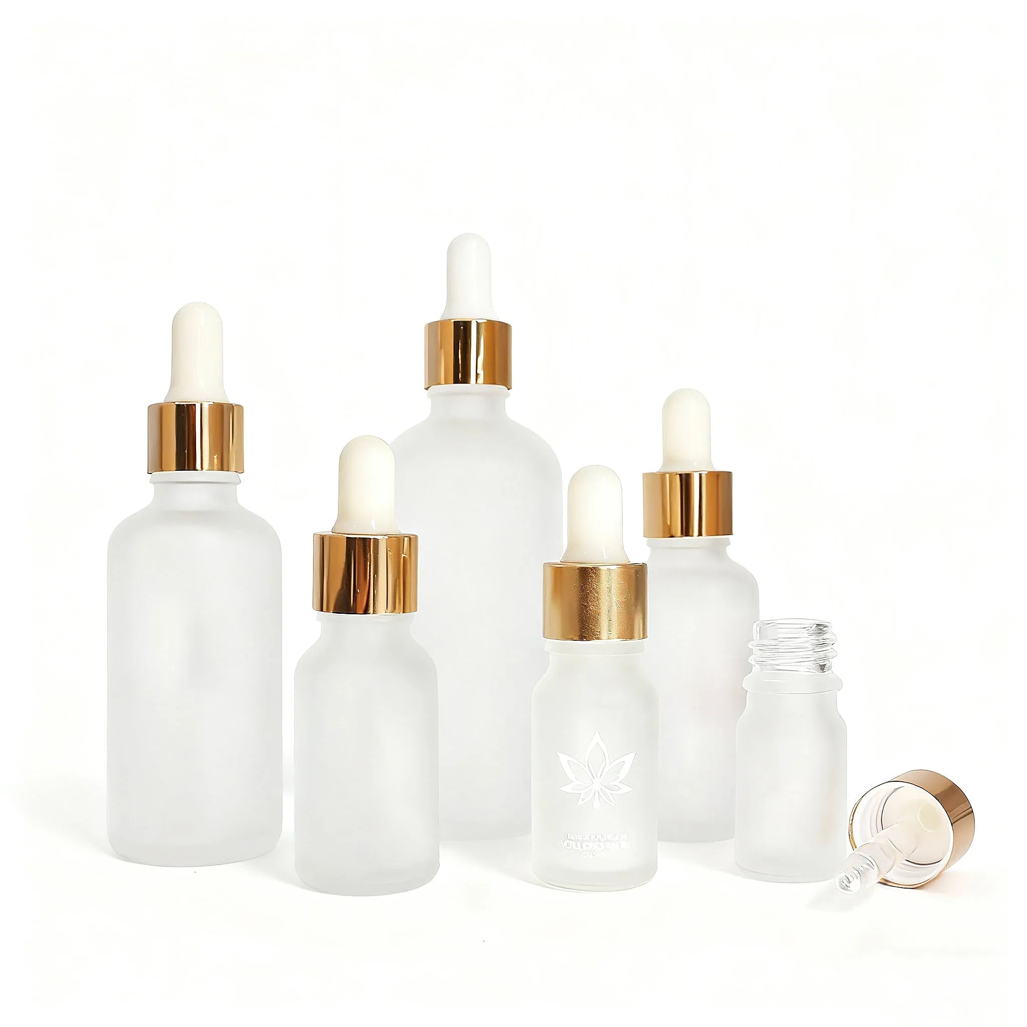 Wholesale Essential Oil Bamboo Lid Frosted Green Glass Dropper Bottle for Serum Packaging - 图片 3