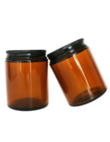 60ml 100ml 150ml 200ml Brown Dark Amber Glass Candle Jars Plastic Black Aluminum Lid Body Butter Face Cream Hair Wax for