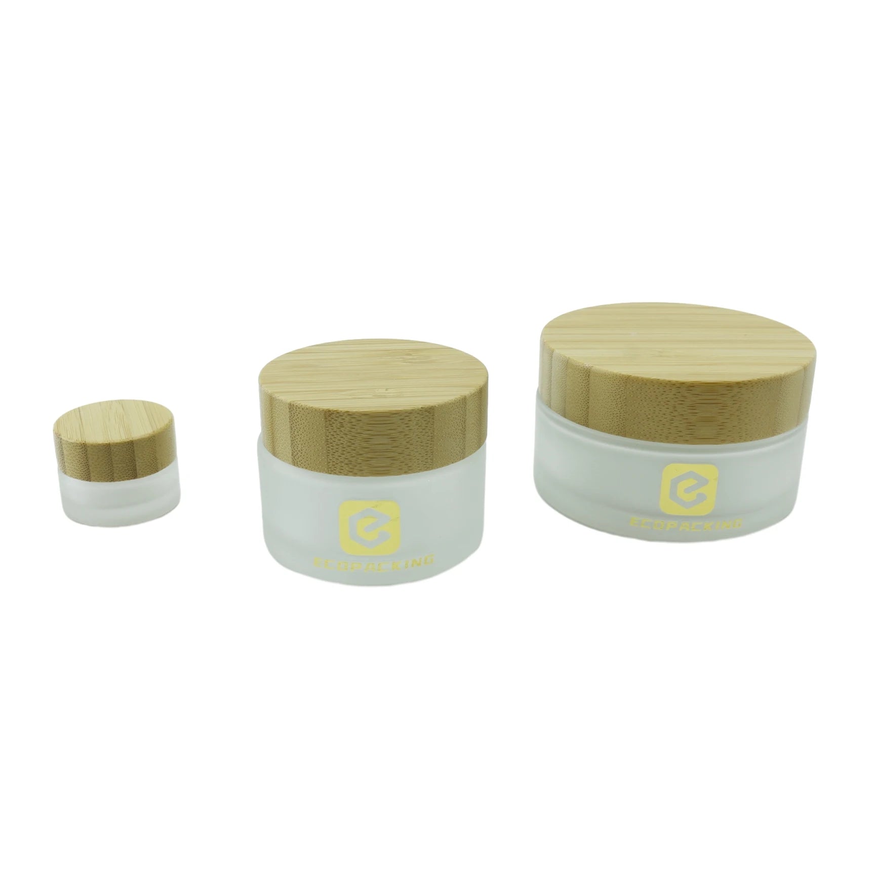 100g 200g clear Green Amber Cosmetic Frosted Glass Jars Bamboo Packaging with Bamboo Lid - 图片 2