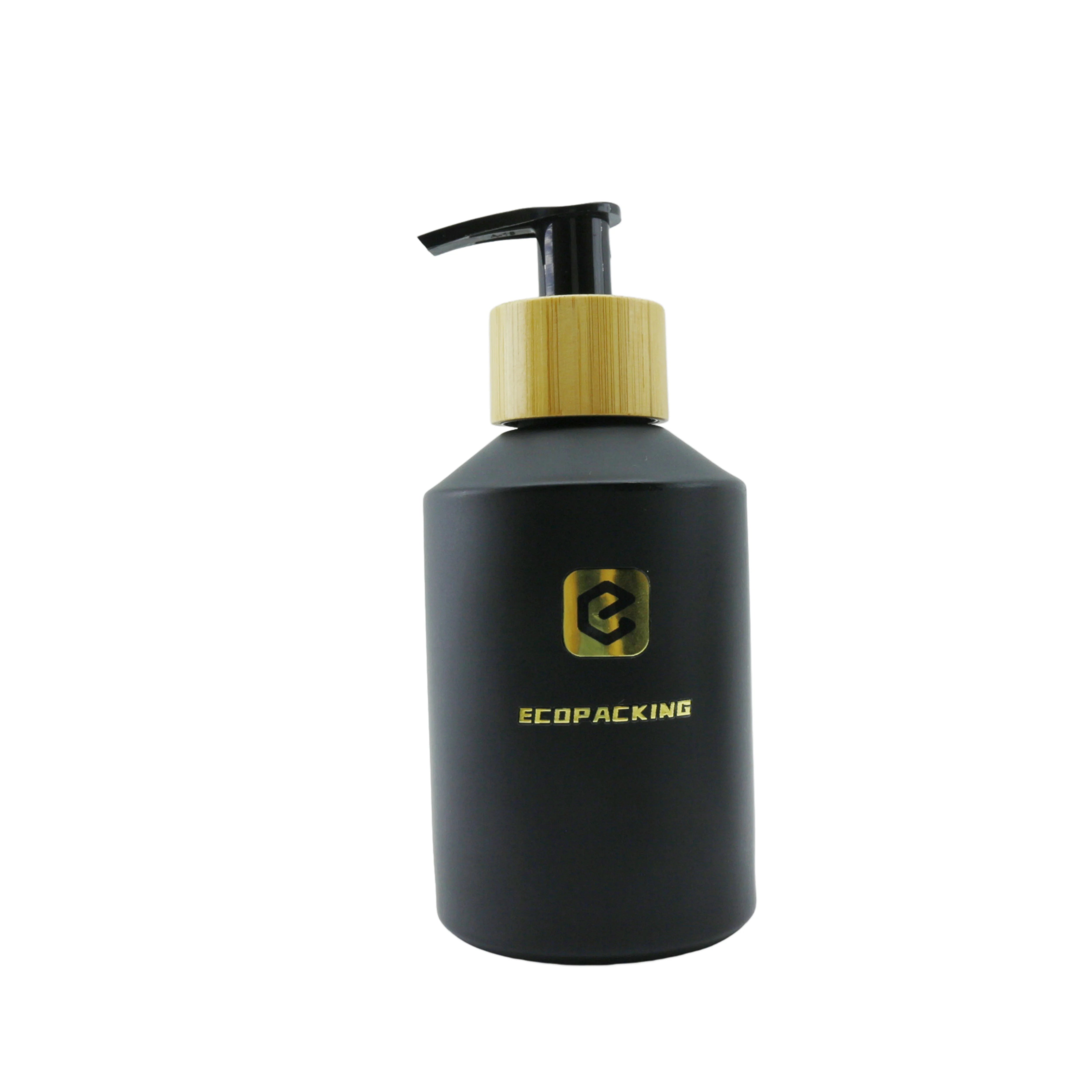 Shiny Black Glass Bottle 60 ml Glass Cosmetic Bottle 2 oz Cream Bottle with Plastic Black Pump Switch Pump External Spring Pump - 图片 5