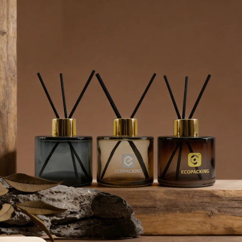 Custom Glass Bottle 50ml 100ml 150ml 200ml Household Aroma Room Air Freshener Fragrance Oil Cylinder Luxury Sets Reed Diffuser