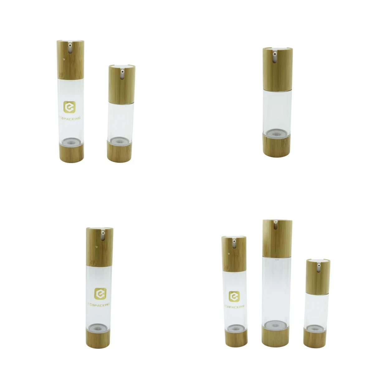 Customized Design Eco-friendly 15ml 30ml 50ml Sprayer Cream Bamboo Airless Lotion Shampoo Bottles Pump Cosmetic Packaging