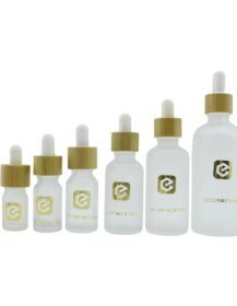 Empty 0.5OZ 1OZ 3.4OZ 50ml 100ml Frosted Matte Black Essential Oil Body Oil Glass Dropper Bottle with Wood Bamboo Grain Lid