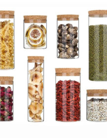 High Borosilicate Corked Glass Airtight Biscuit Jar with Cork Lid Stopper