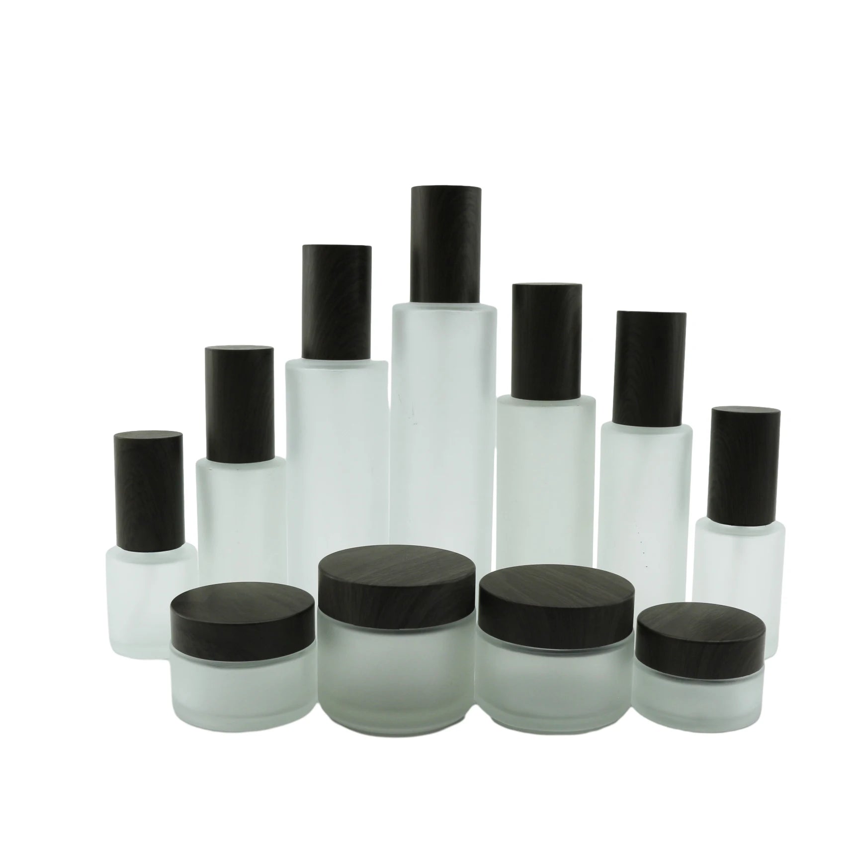 Empty 30g 50g Cream Jar 30ml 50m l 100ml 120ml Glass Pump Bottle Cosmetic Packaging Set