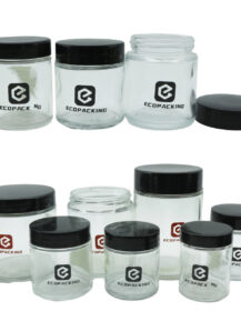100g 180g 200g 250g 300g 400g 500g Clear Glass Jar Candle Jar with Black Lid for Cosmetic Skin Care Wigs
