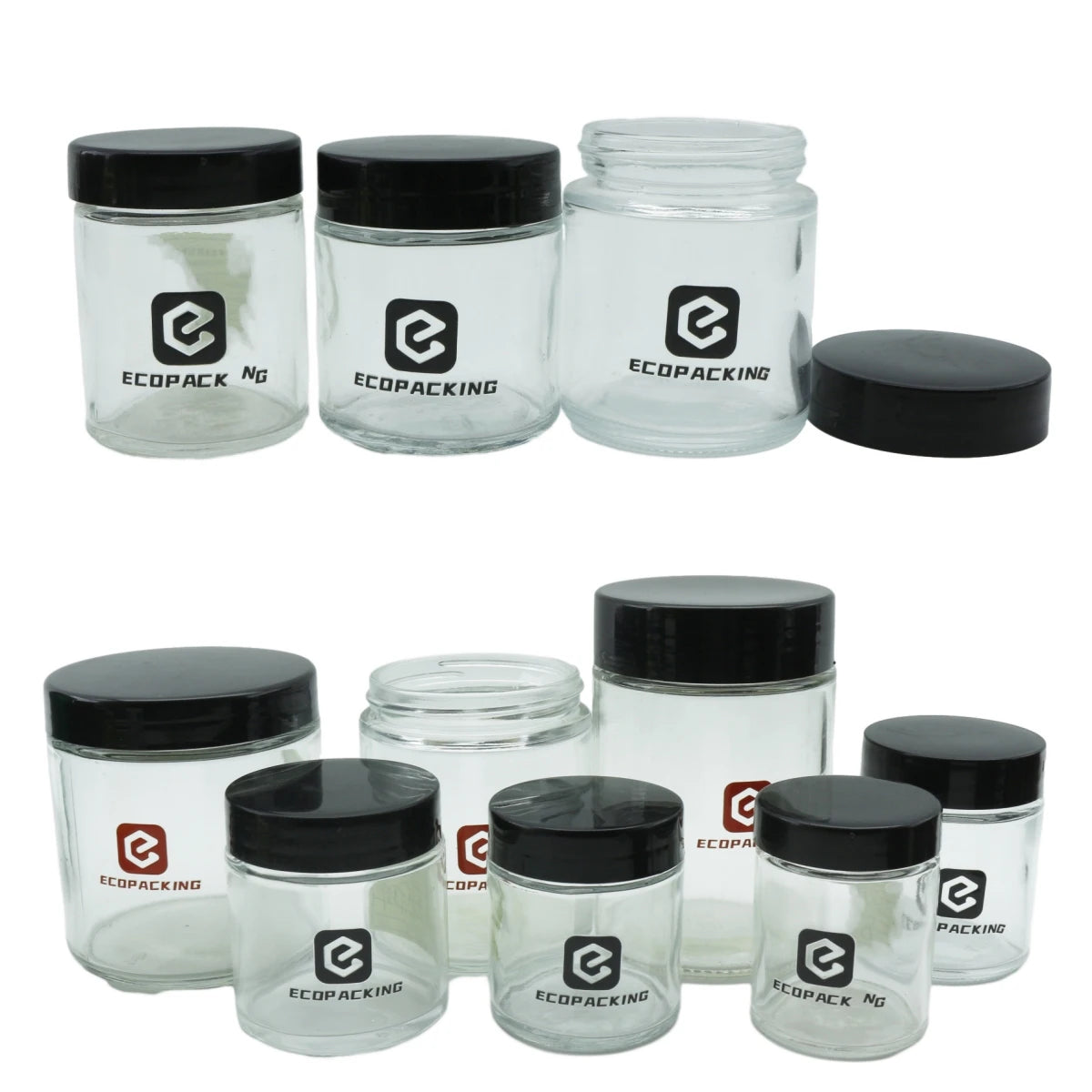 100g 180g 200g 250g 300g 400g 500g Clear Glass Jar Candle Jar with Black Lid for Cosmetic Skin Care Wigs