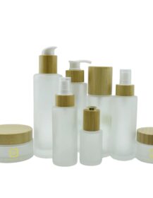 Cosmetic Packaging 5g 15g 30g 50g 100g Frosted Bamboo Face Cream Jars Lotion Spray Pump Glass Dropper Essential Oil Bottles