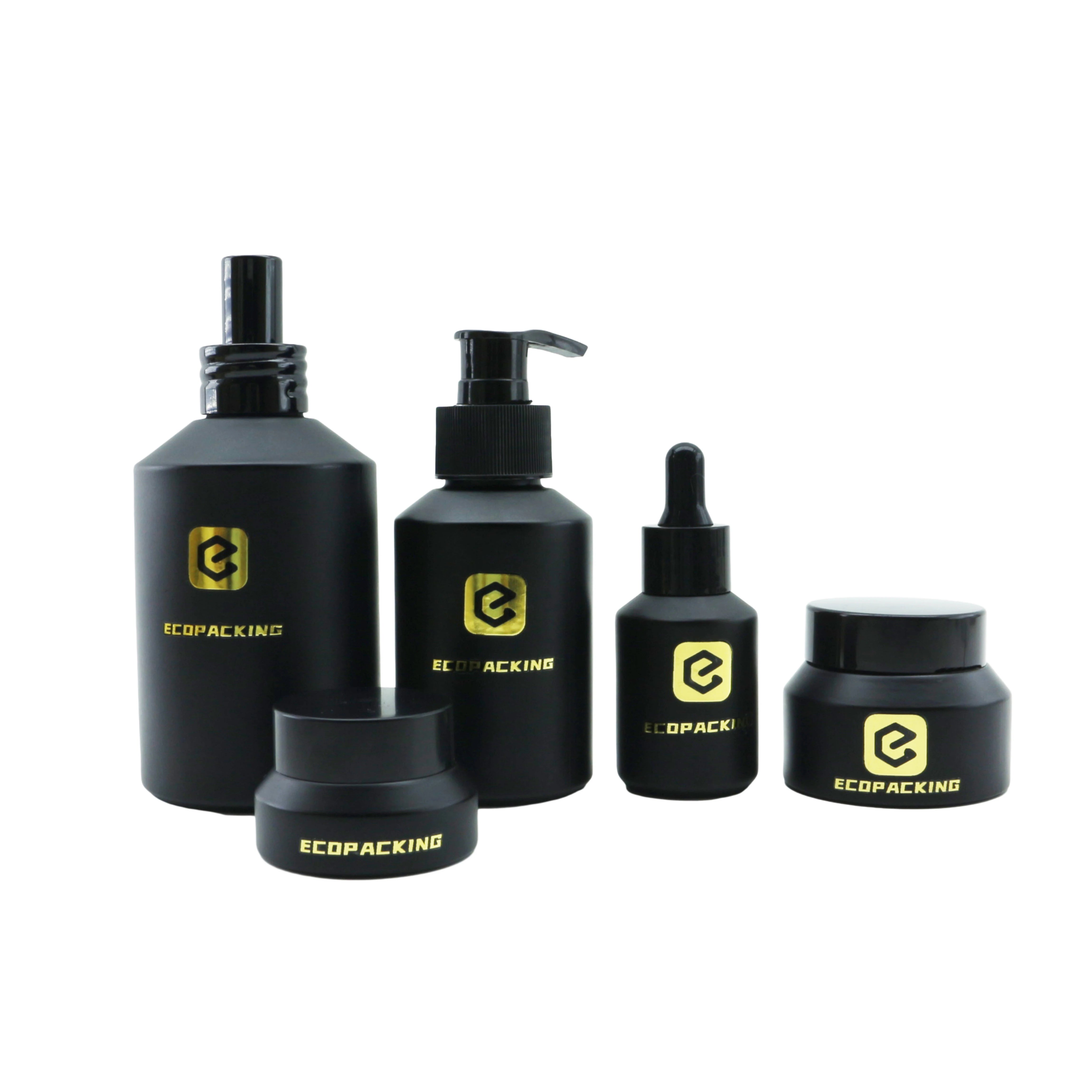 Luxury Cosmetic Skin Care Set Matte Black Frosted Glass Bottle for Essential Oil Serum Lotion Cosmetic 15ml 30m 60ml 100ml - 图片 6