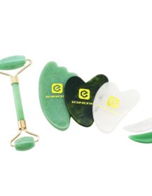 Natural Luxury Rose Quartz pink Jade Roller and Gua Sha Stone for Skin Care Massage Tool with Box Face Body Blood Circulation