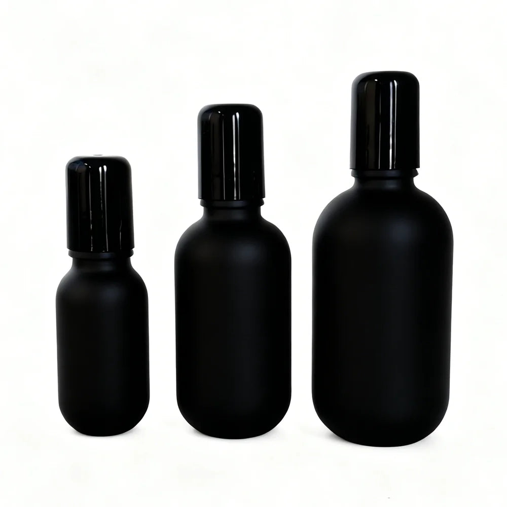 Wholesale Black Frosted Deodorant Glass Roll on Bottle 10ml 30ml 50ml Refillable Roller Ball Packaging for Essential Oils - 图片 2