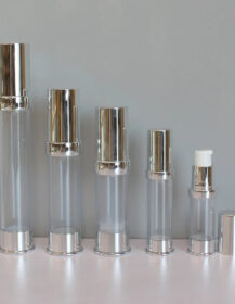 Eco Friendly 5ml 10ml 15ml 30ml 50ml 100ml 150ml Silver Plastic Airless Serum Pump Bottles for Cream and Lotion Cosmetics