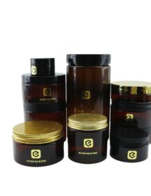 Wide Mouth 8oz 250ml 16oz 500ml 250ml 100ml Cosmetic Amber PET Plastic Jars with Aluminum Lid