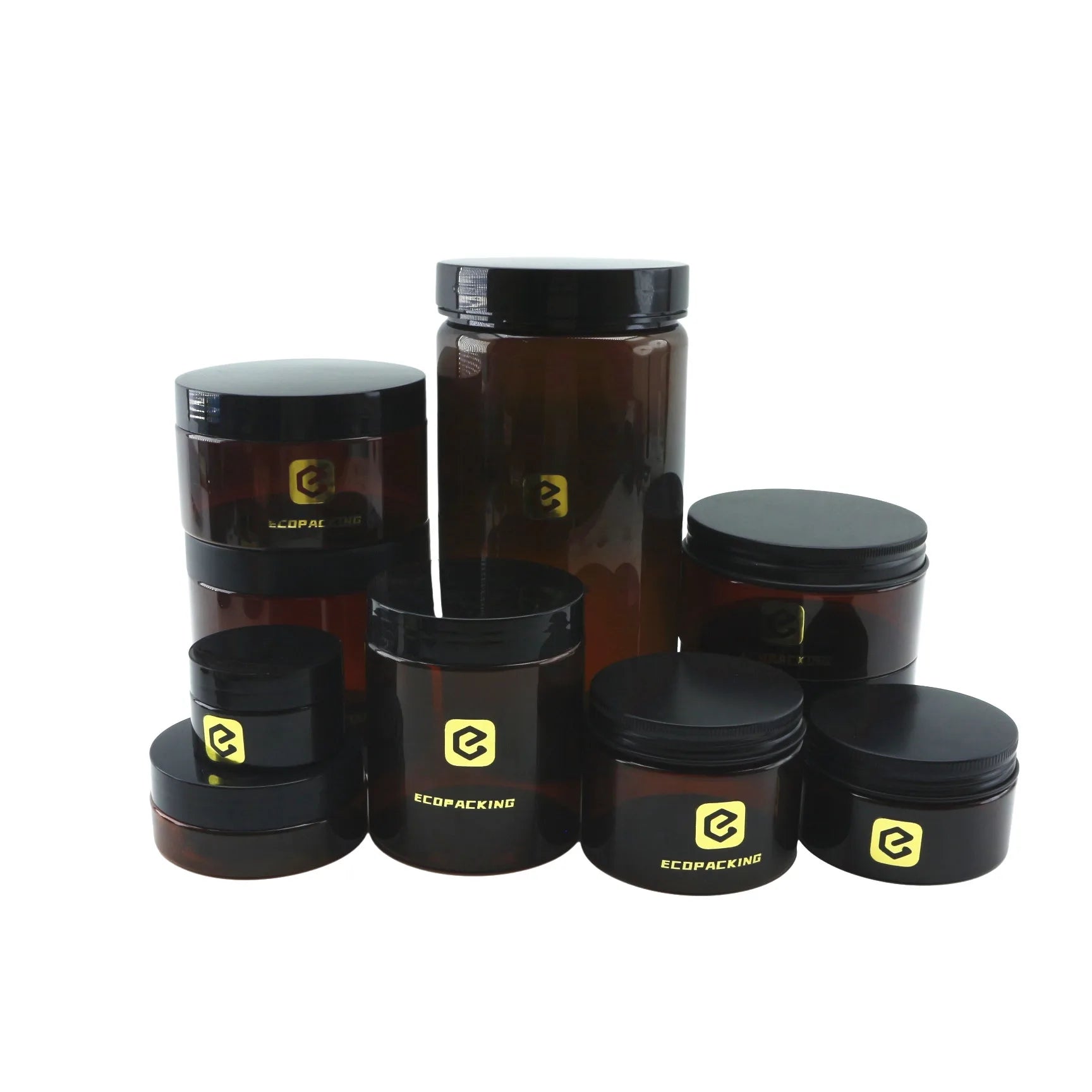 Empty Cream Jar 50ml 100ml 150ml 200ml 250ml Amber PET Plastic Cosmetic Jars With Screw Lid F888 - 图片 7