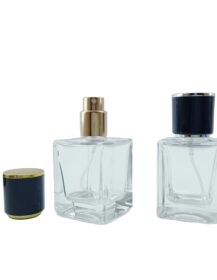 Wholesale High Quality Luxury square Design 30ml 50ml 100ml Glass Empty Customized Spray Perfume Bottle with Lid