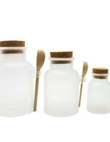 100ml 200ml 300ml 500ml Wholesale ABS Plastic Frosted Bath Salt Jar Cosmetic Container with Metal Lock Cork Wood Lid
