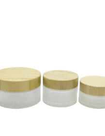 High Quality 5g 15g 30g 50g 100g Frosted Glass Jar Container Cosmetic Cream Jar Bamboo Lid