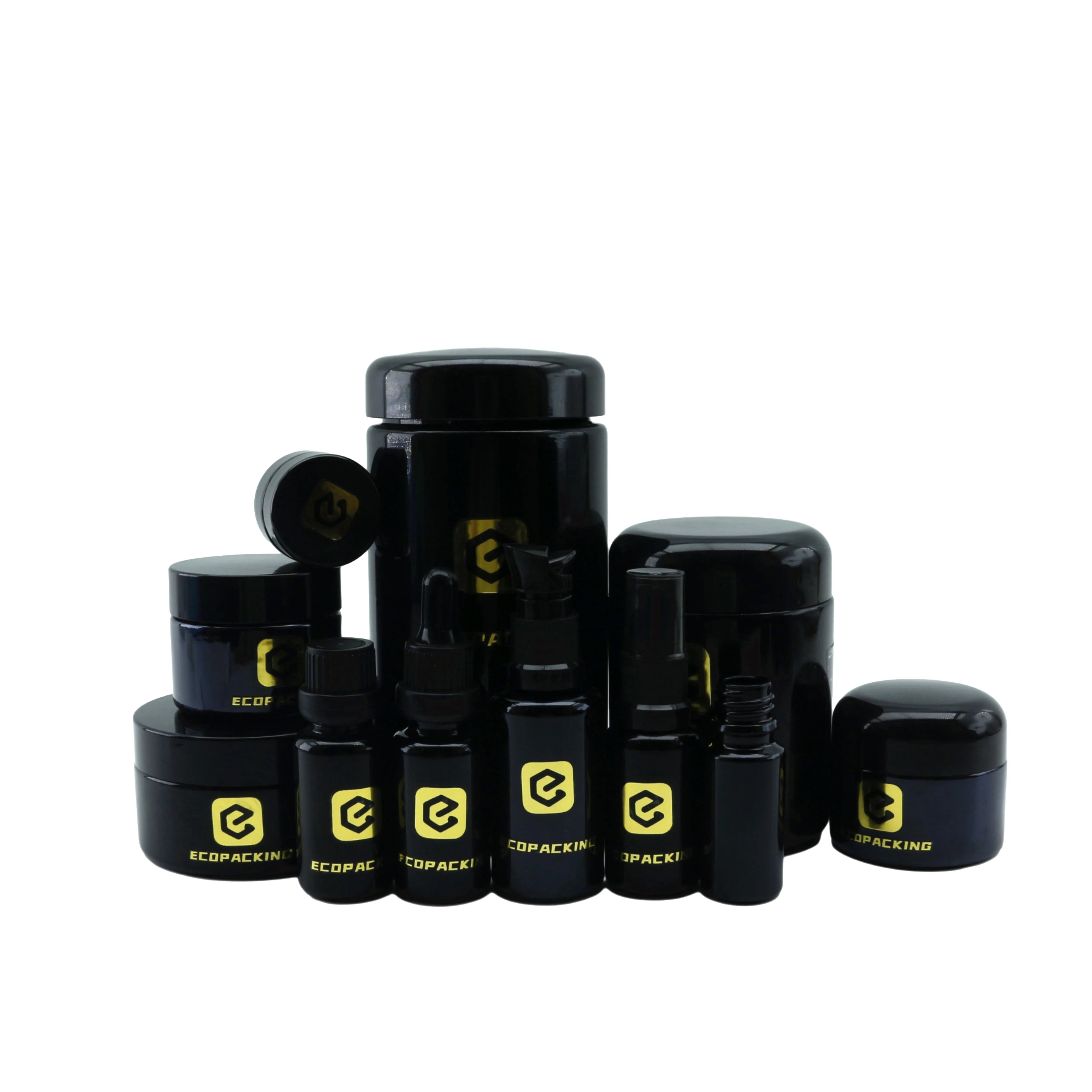 250ml 500ml 1000ml Airtight Smell Proof Jars Black Violet Glass Jars Round Glass Container for Tea Flower With Black Lid - 图片 6