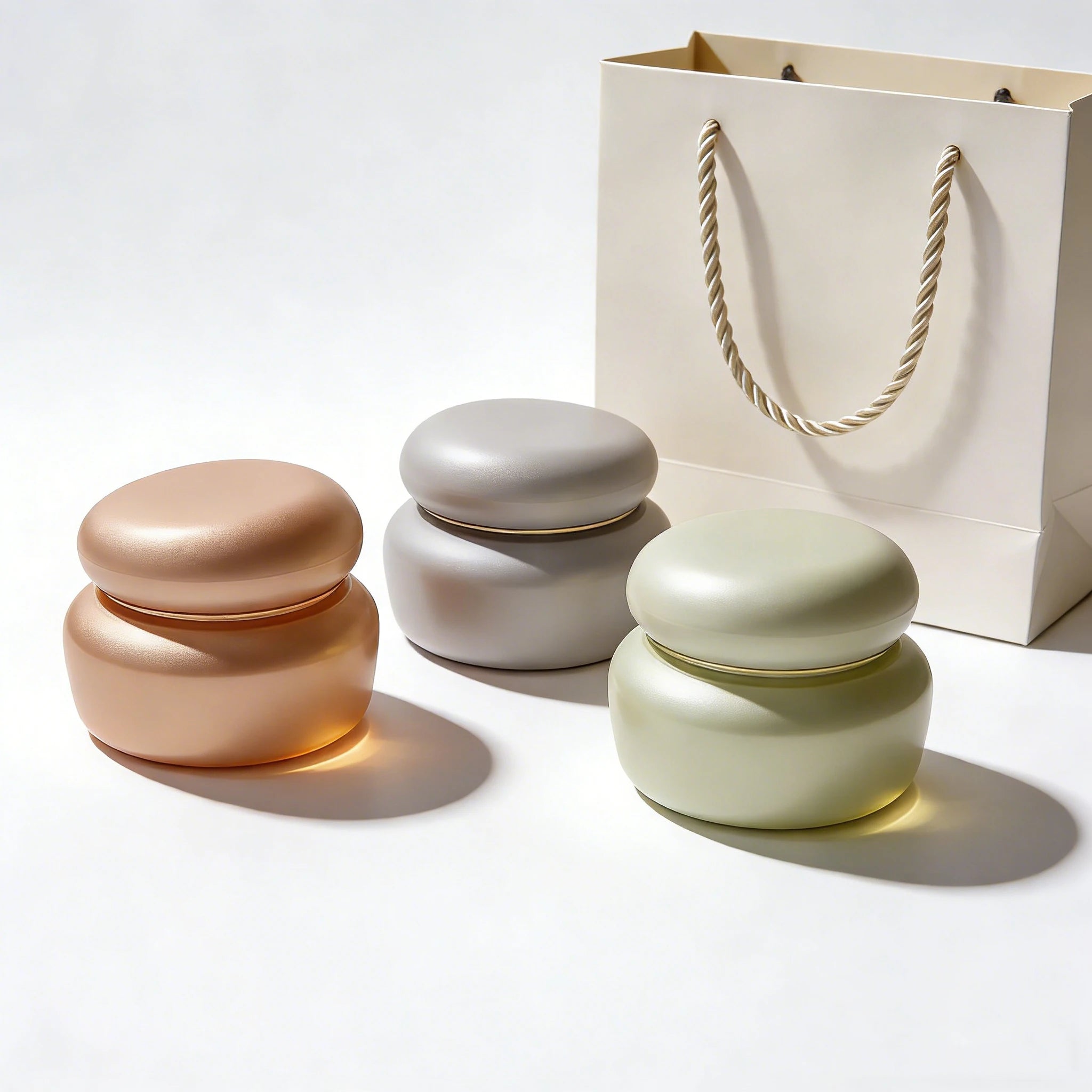Custom Luxury New Style White Glass Body Lotion Bottle with White Stone Cap Glass Cream Jar for Cosmetic Packaging - 图片 4