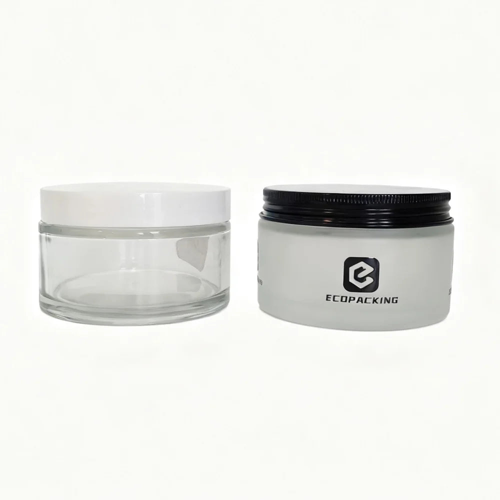 200g 200ml clear Frosted Body Butter Jars Glass Jars with Plastic Aluminum Lids for Cosmetics - 图片 6