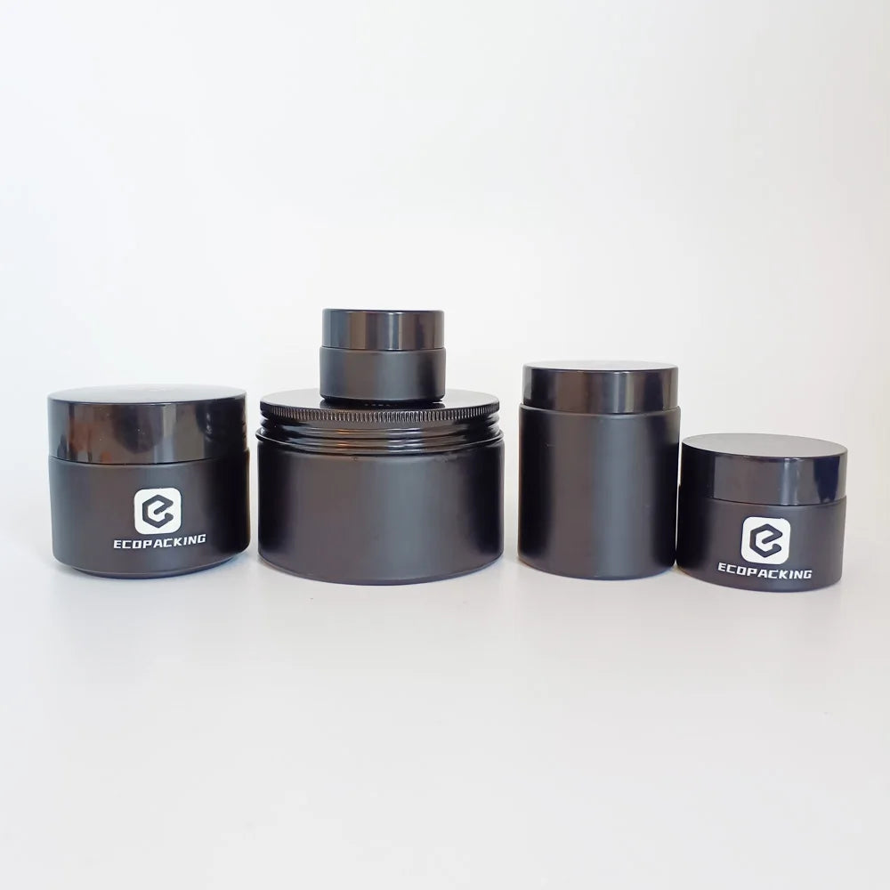 In Stock Body Lotion Face Cream Body Butter Jar 5g 10g 15g 20g 30g 50g 100g 200g Matte Black Glass Jar M888 - 图片 7